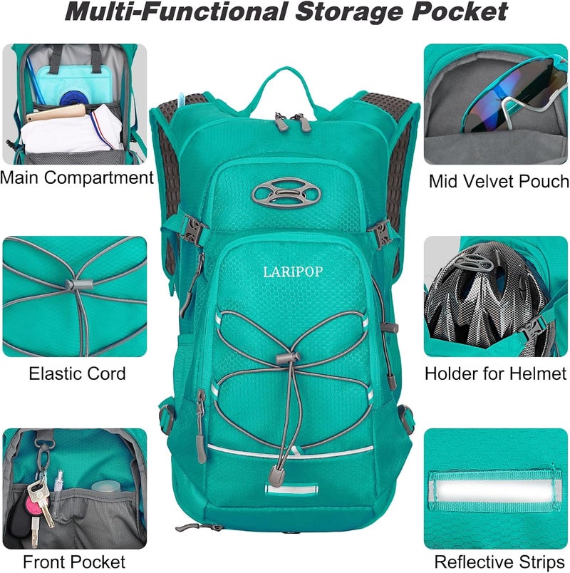 LARIPOP Hydration Backpack, 18L Hiking Backpack with 2L Water Bladder, Lightweight Water Pack for Cycling, Hiking, Biking - Image 4